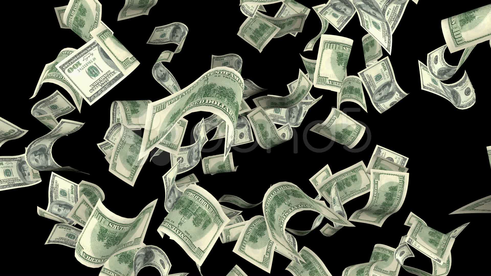 Money Falling On Black Background Money Falling On Black Background