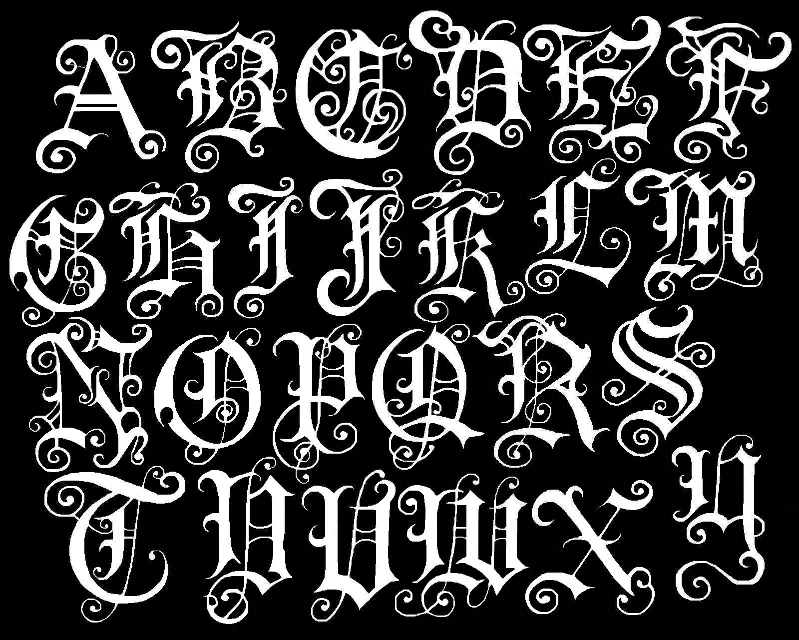 Old English Font Alphabet Tattoo
