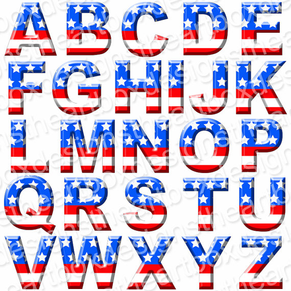 Patriotic Red White and Blue Font