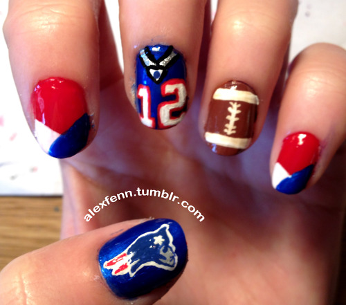 Patriots Football Nail Art Designs