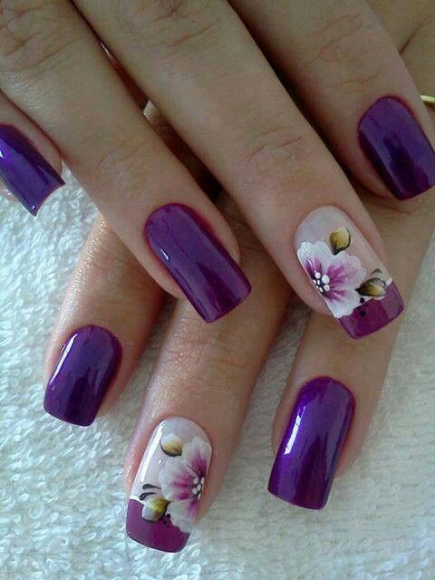 Purple Flower Nails