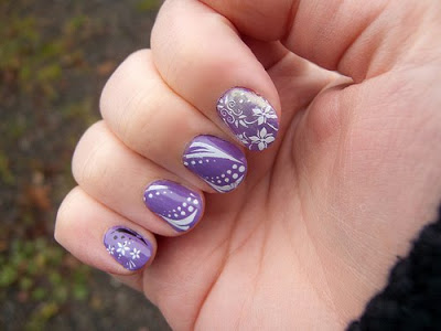 Purple Short Nail Art Design