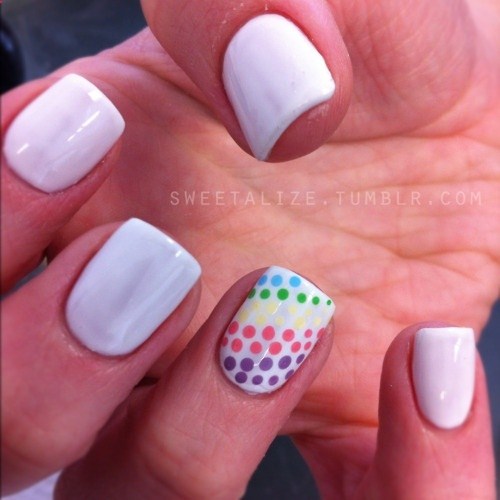 Rainbow Polka Dot Nails