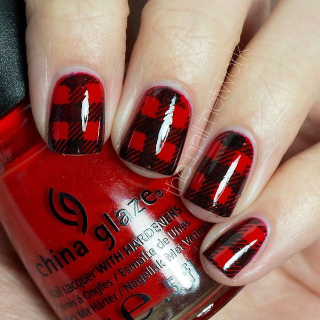 Red Plaid Nail Art