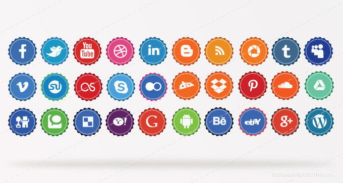 Retro Social Media Icon Vector