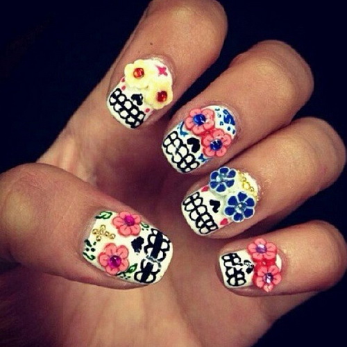 Sugar Skull Nail Art Sugar Skull Nail Art