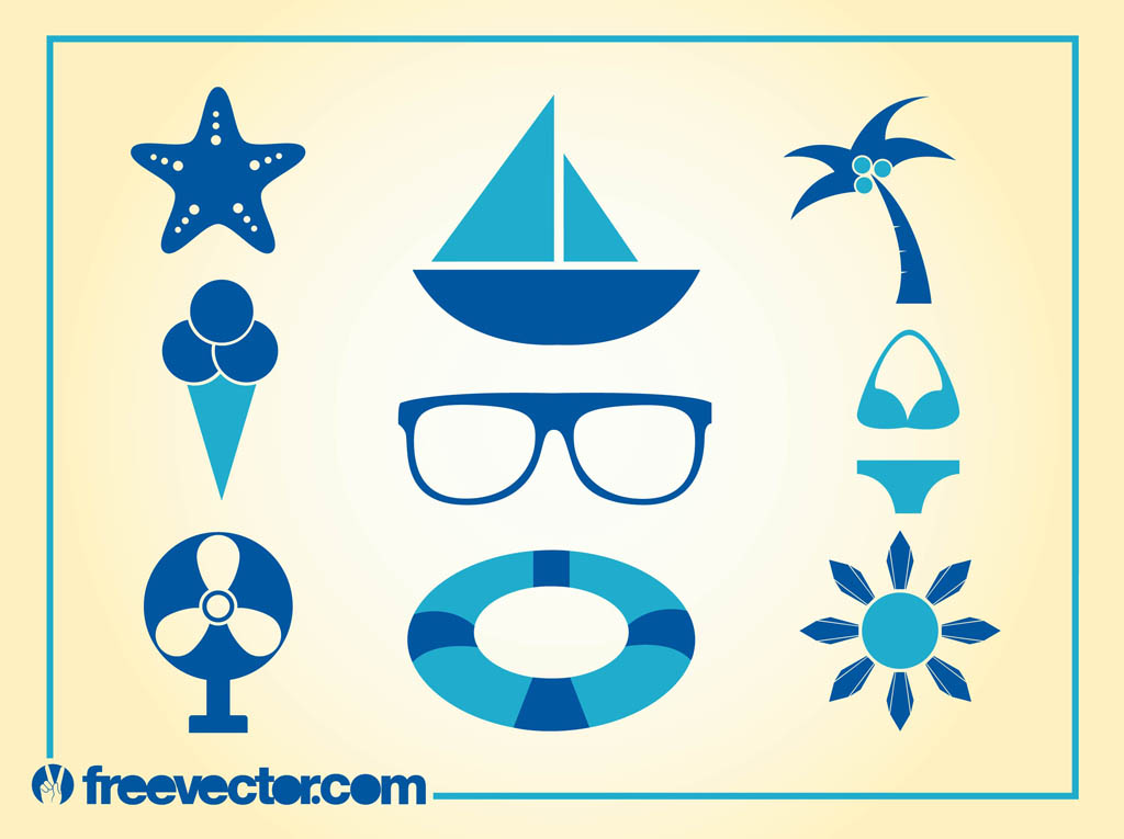 Summer Icons Vector Free