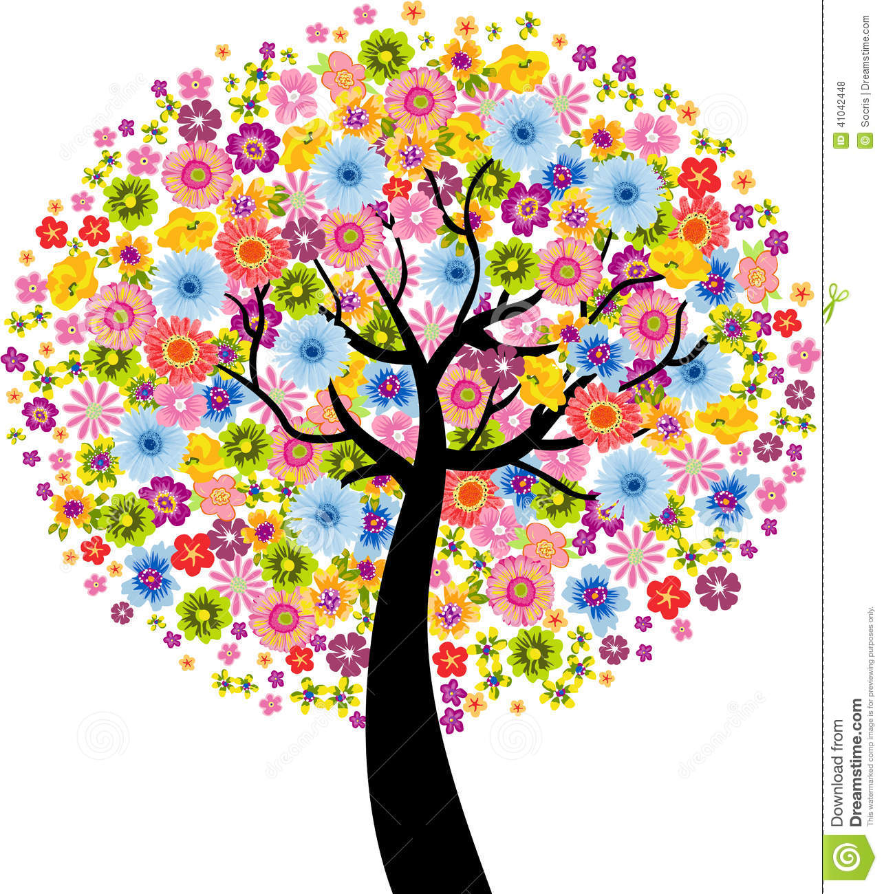 Trees with Colorful Flowers