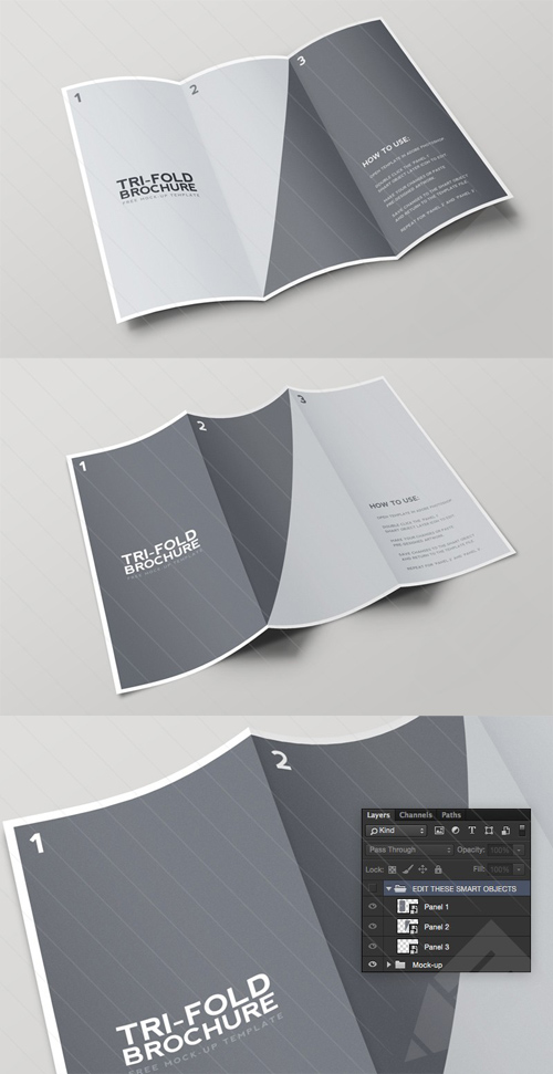 Tri-Fold Brochure Mockup PSD Tri-Fold Brochure Mockup PSD