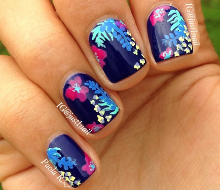 Tropical Flower Nail Art Tutorial