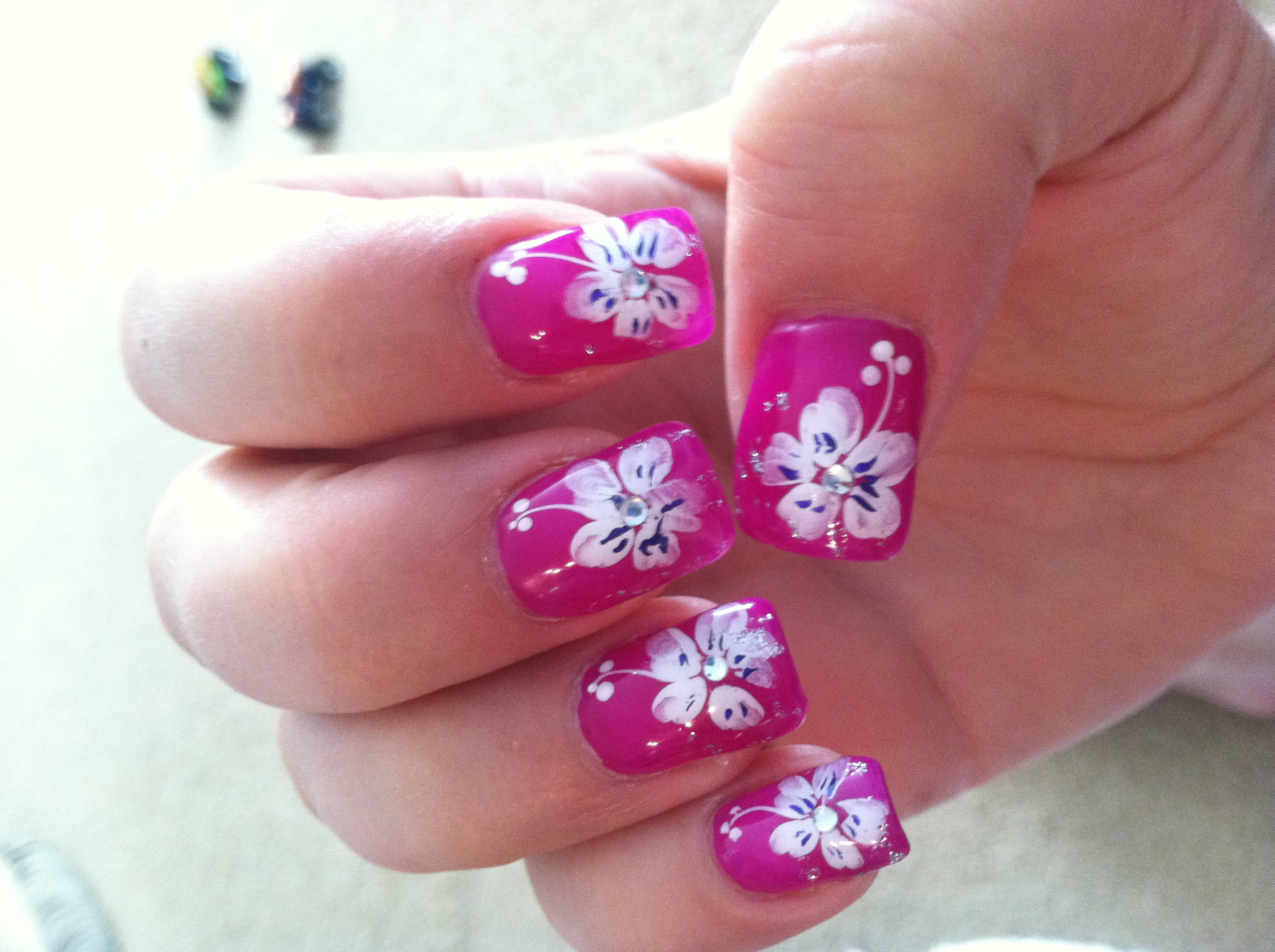 Tropical Flower Nail Art Tropical Flower Nail Art