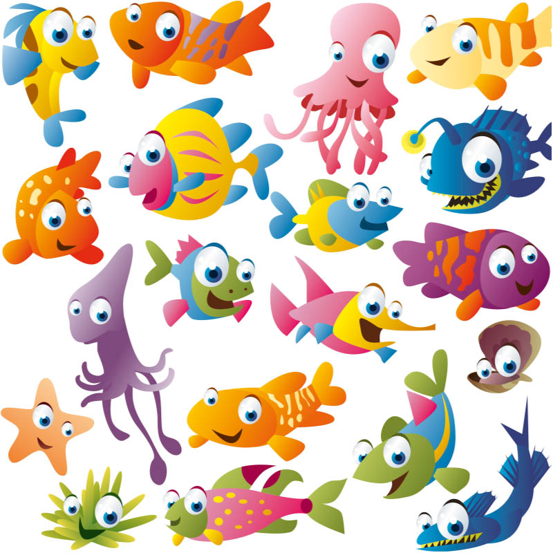 16 Cartoon Fish Vector Images