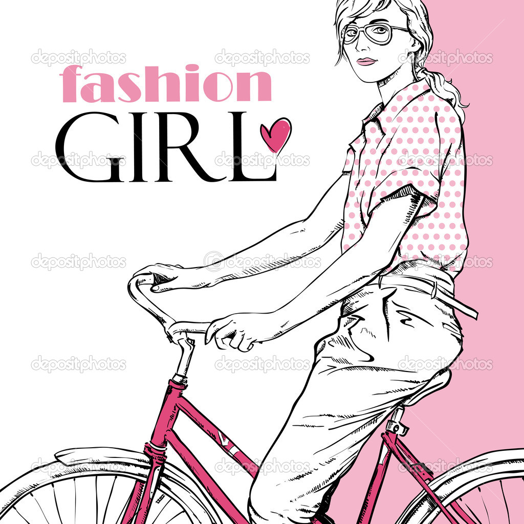 Vector Girl with Bicycle