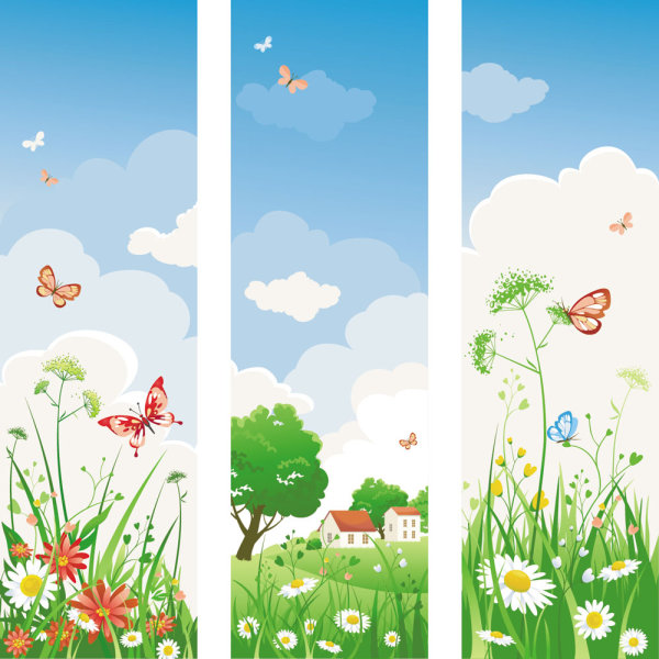 Vector Spring Flower Banners
