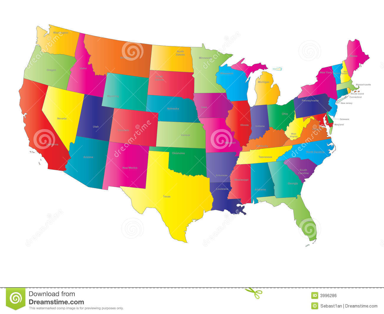 Vector USA Map with State Names