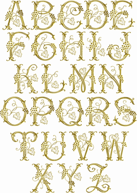 Vine Embroidery Font Alphabet