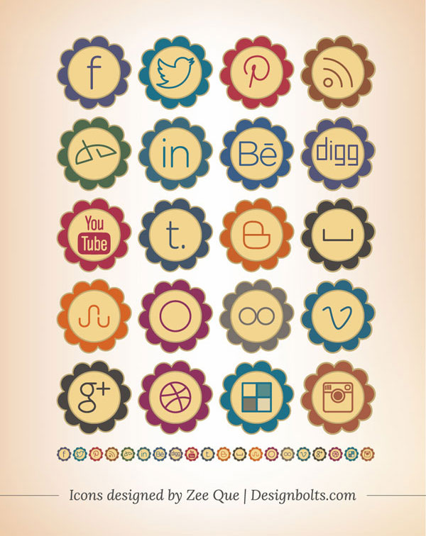 Vintage Social Media Icons