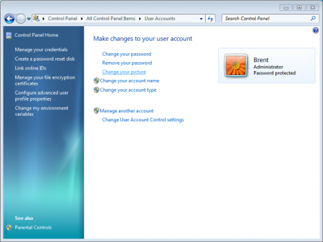 Windows 7 Change User Account Icon