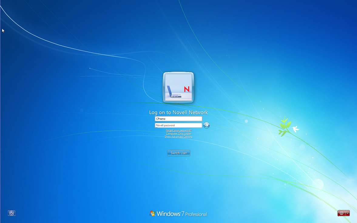 Windows 7 Enterprise Login Screen