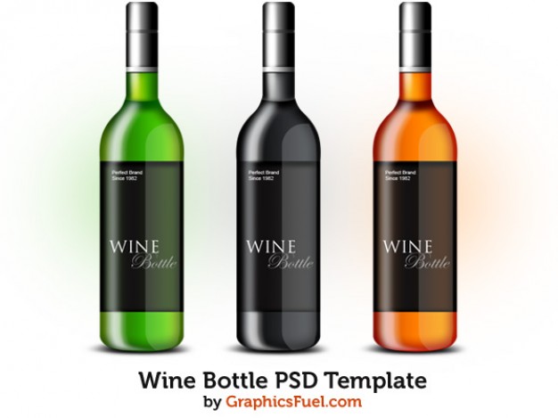 9 Wine Bottle Template PSD Images