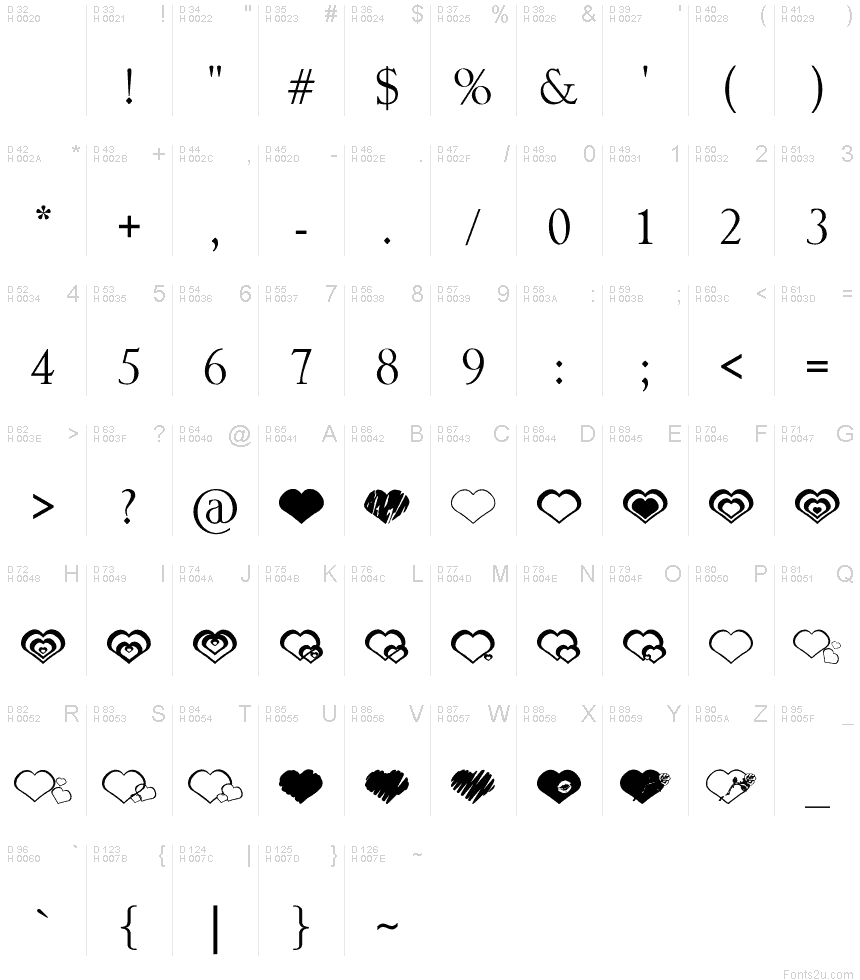 Wingdings Font Heart Symbol