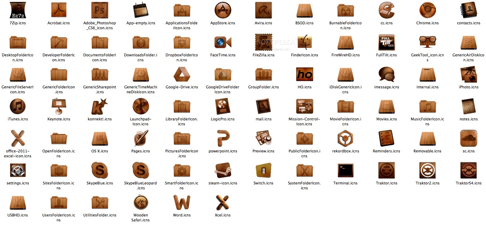 Wooden Computer Icons