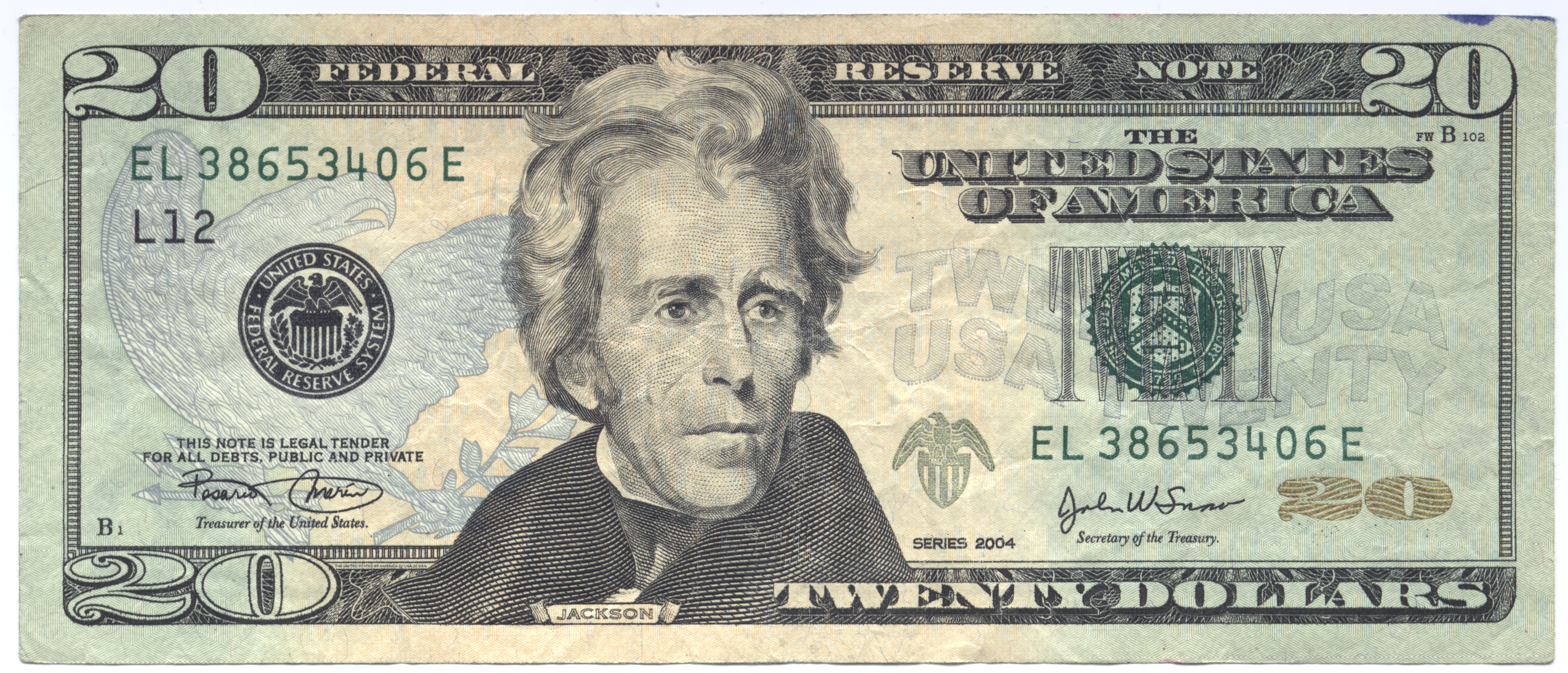 Andrew Jackson 20 Dollar Bill