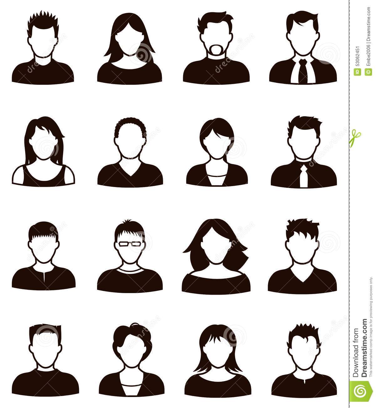 Black and White Business People Icons