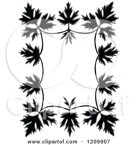 Black and White Leaf Border