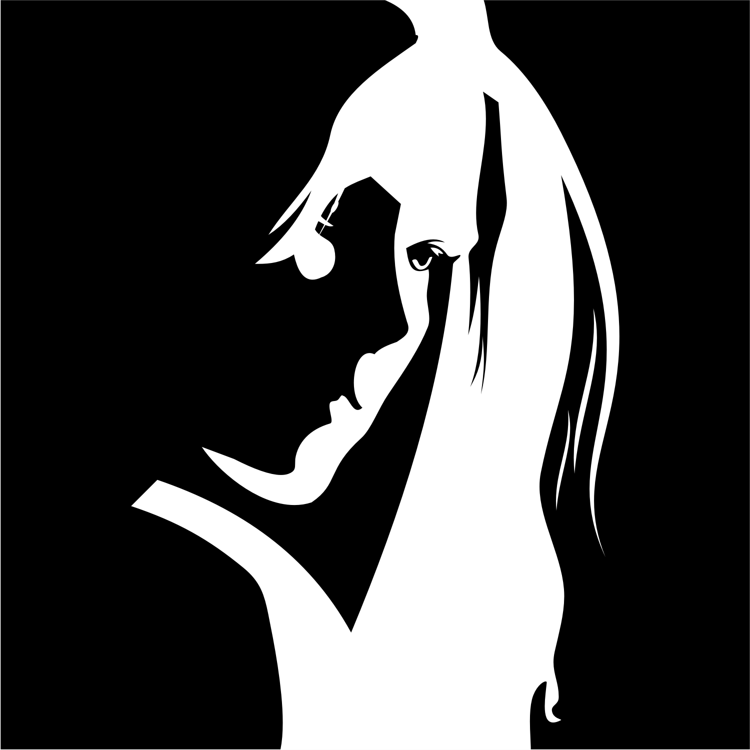 Black and White Woman Face Silhouettes