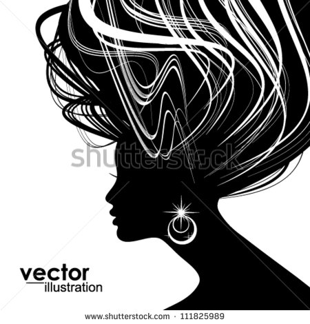 Black Woman Silhouette with Curly Hair