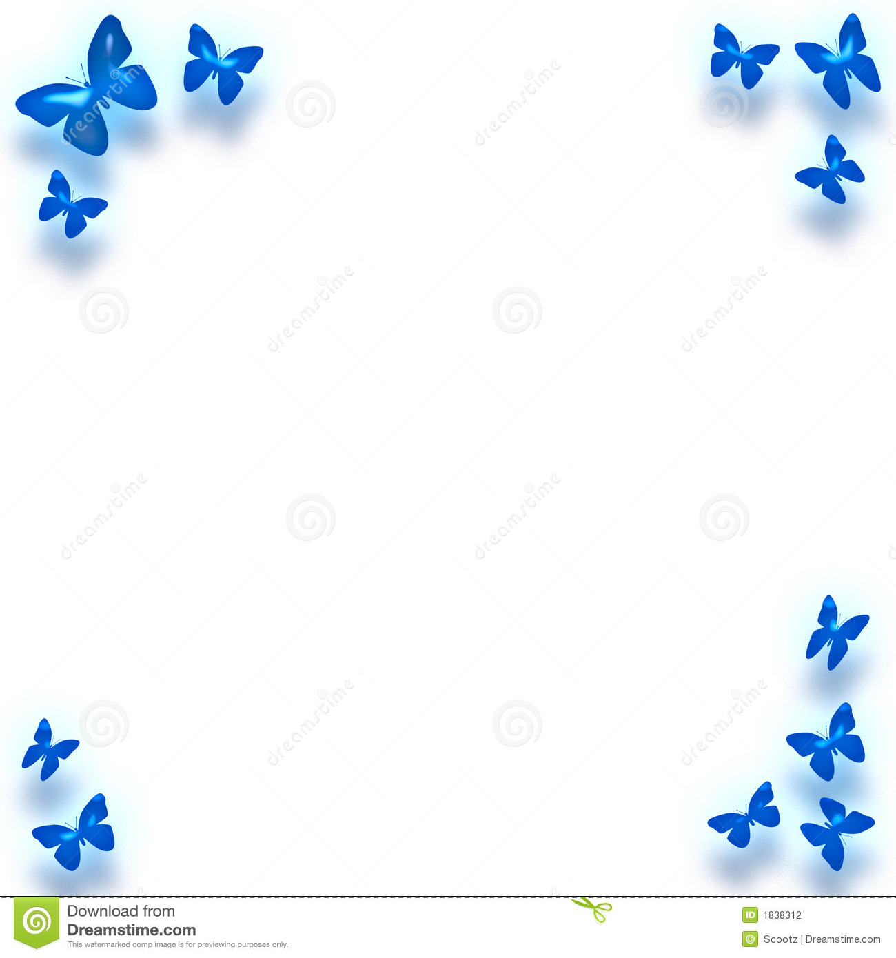 Blue Butterfly Border Clip Art