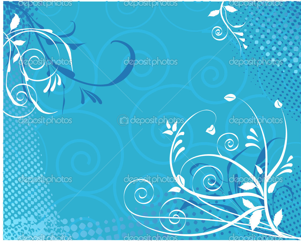Blue Floral Swirl Clip Art