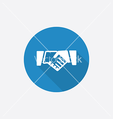 Blue Handshake Icon Flat