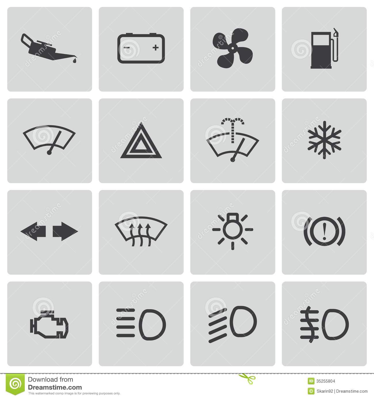 Car Dashboard Symbols Icons