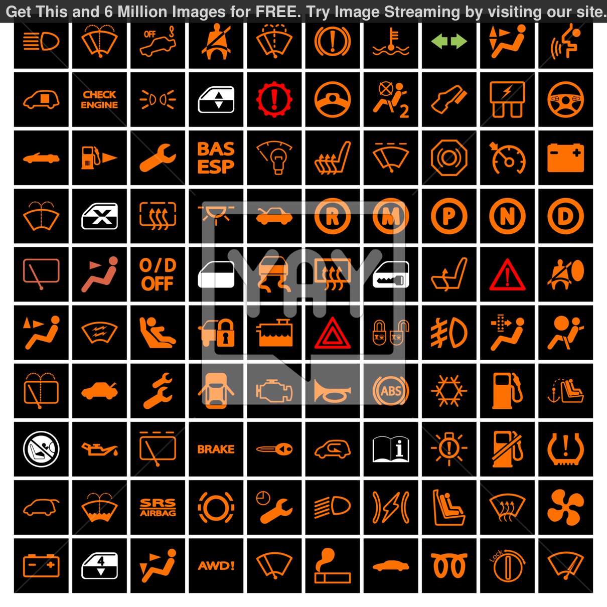 Car Dashboard Symbols Icons