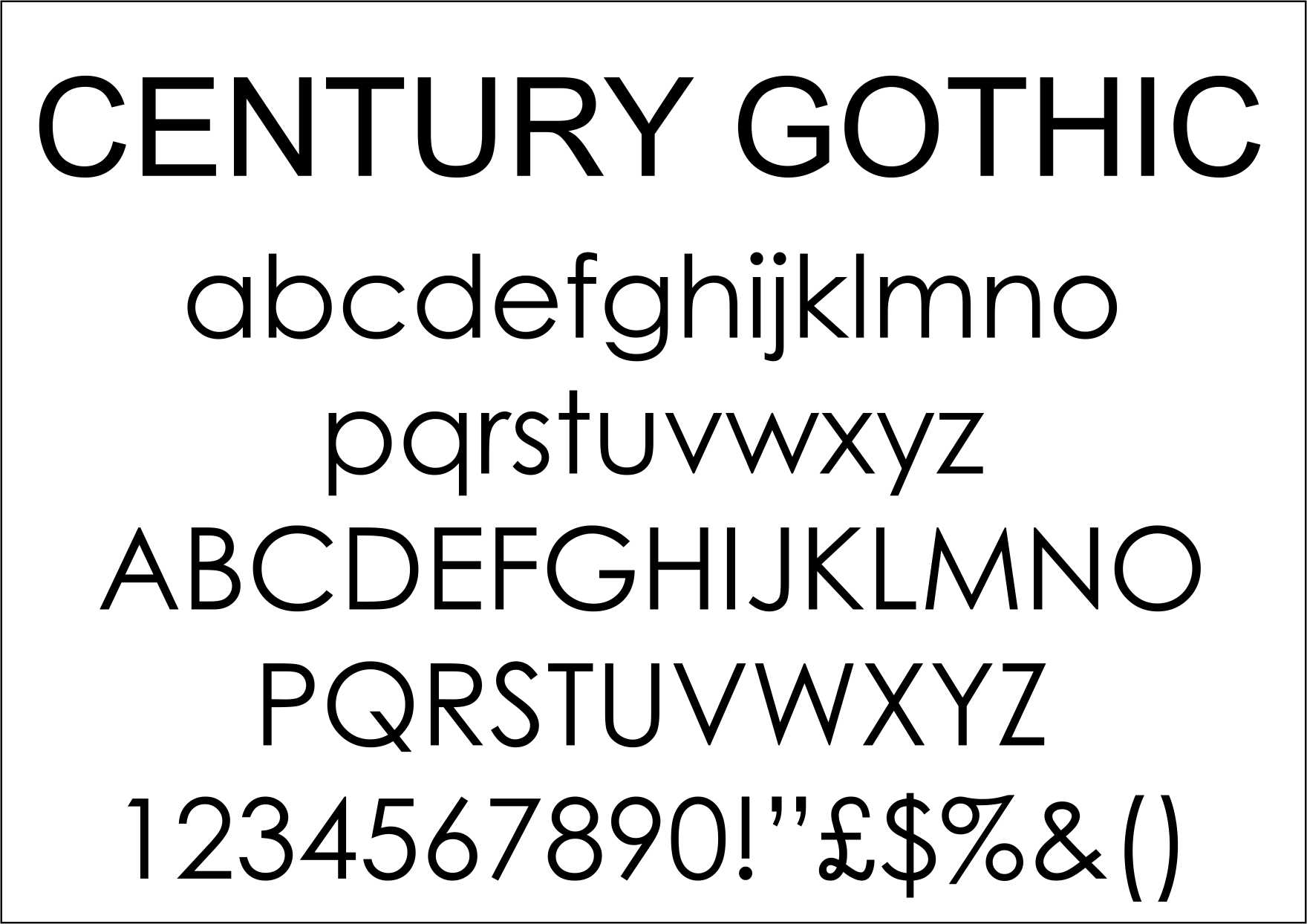 Century Gothic Tattoo Fonts