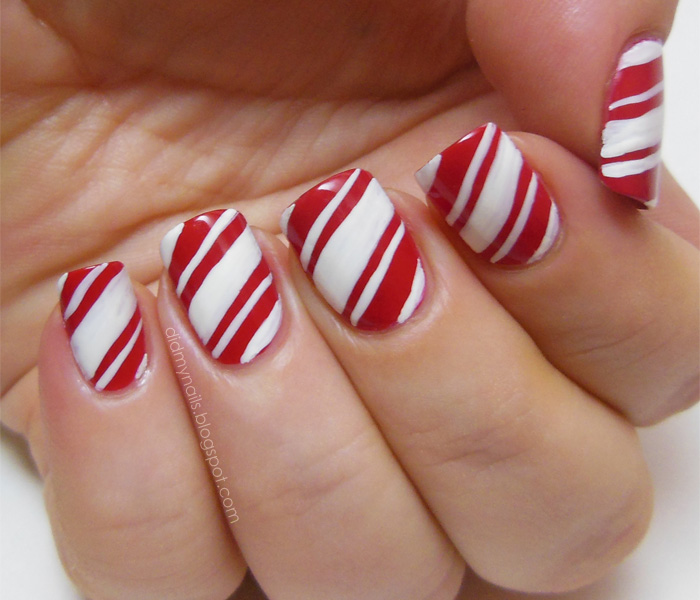 Christmas Candy Cane Nail Design