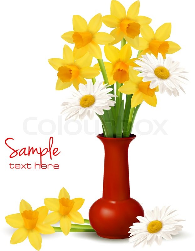 Colorful Spring Flowers in Vase