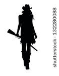 Cowgirl with Gun Silhouette
