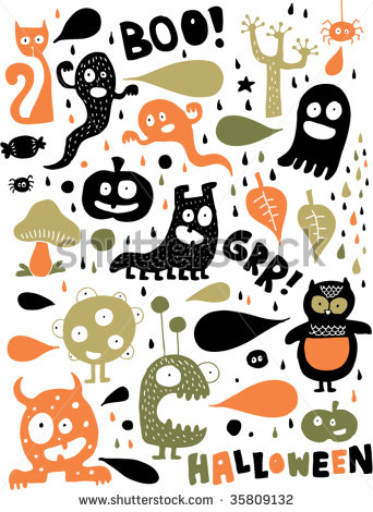 Cute Cartoon Halloween Monsters