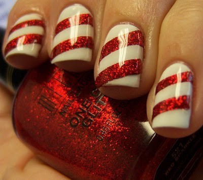 Cute Christmas Nails Candy Cane