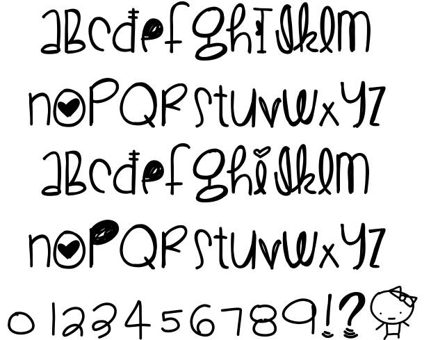 Cute Love Font Alphabet