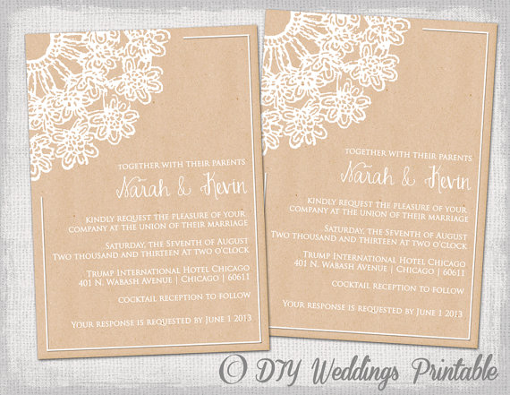 DIY Rustic Wedding Invitation Templates