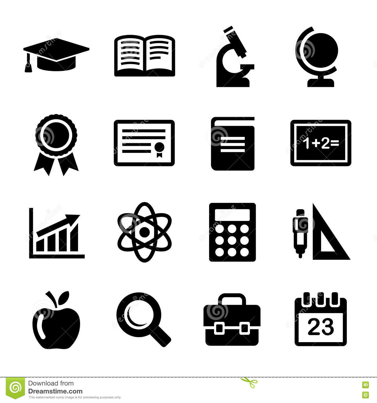 Education Icons Vector White