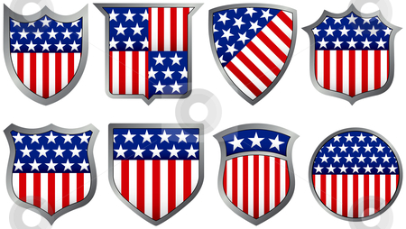 Flags Red White and Blue Shield