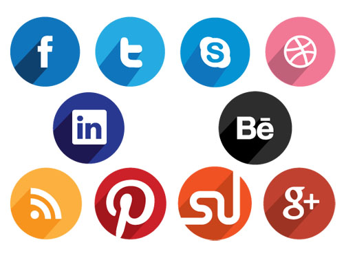 Flat Round Social Media Icons