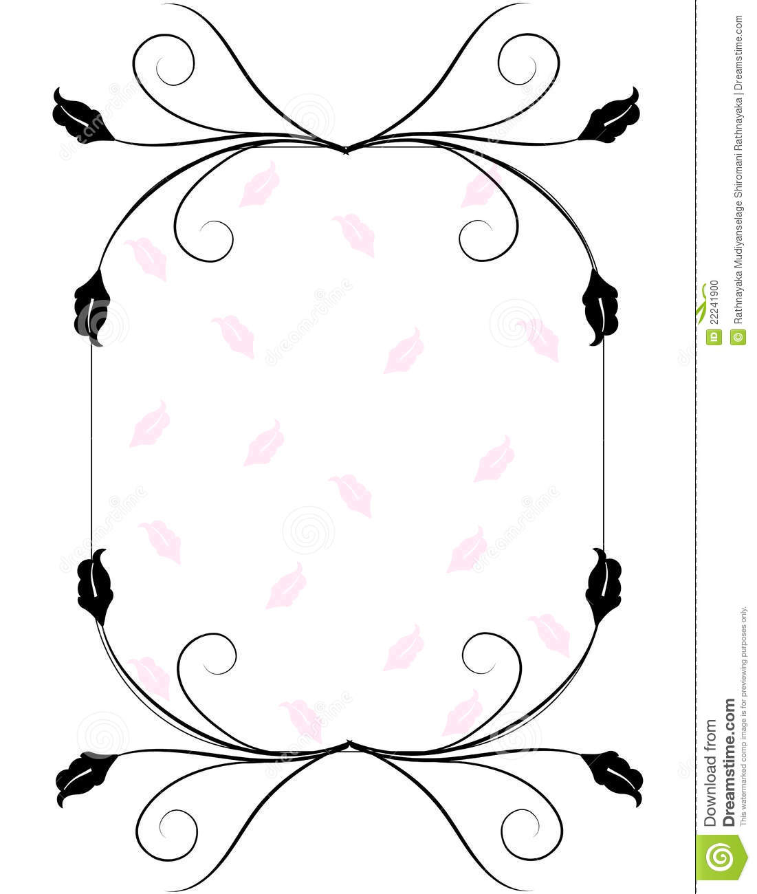 Floral Black Decorative Border