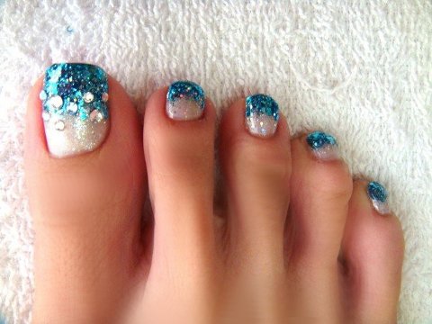French Pedicure with Toe Nail Designs