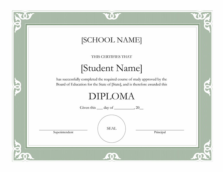 High School Diploma Certificate Template